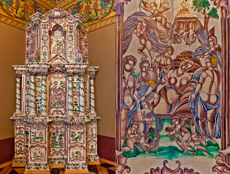 Изразцовая угловая печь в Тронном зале дворца Юсуповых
